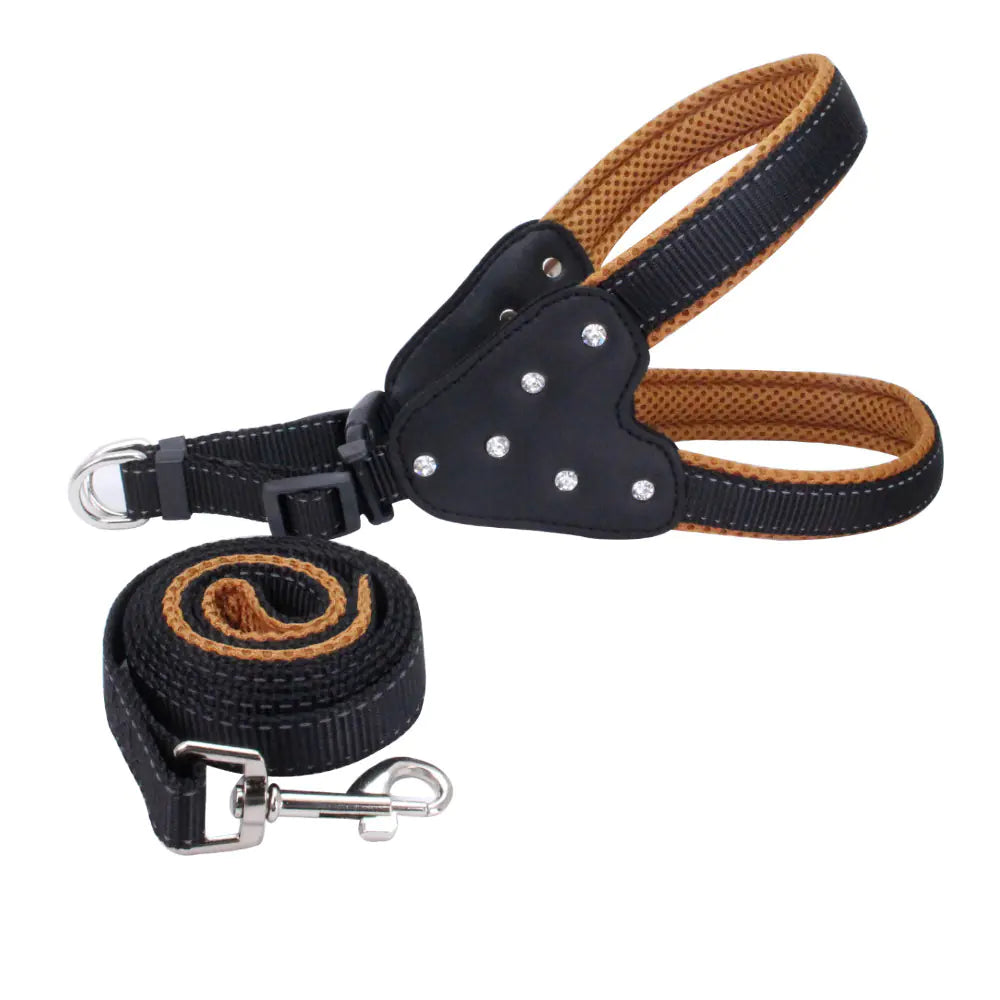 Reflective Mesh Pet Harness with Rhinestone Rope